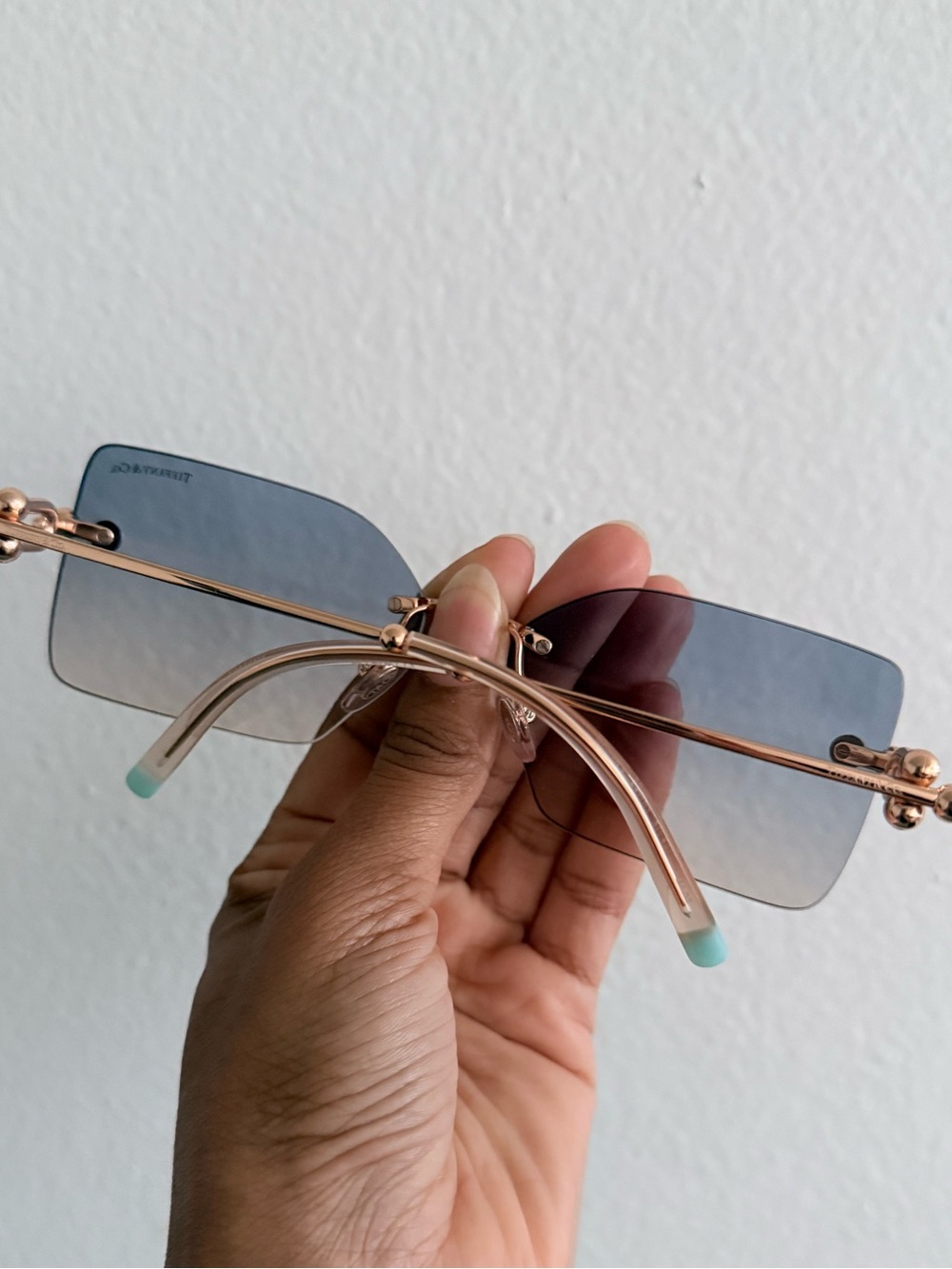 Tiffany & Co. Rimless Blue Gradient Sunglasses - Rose Gold Temples